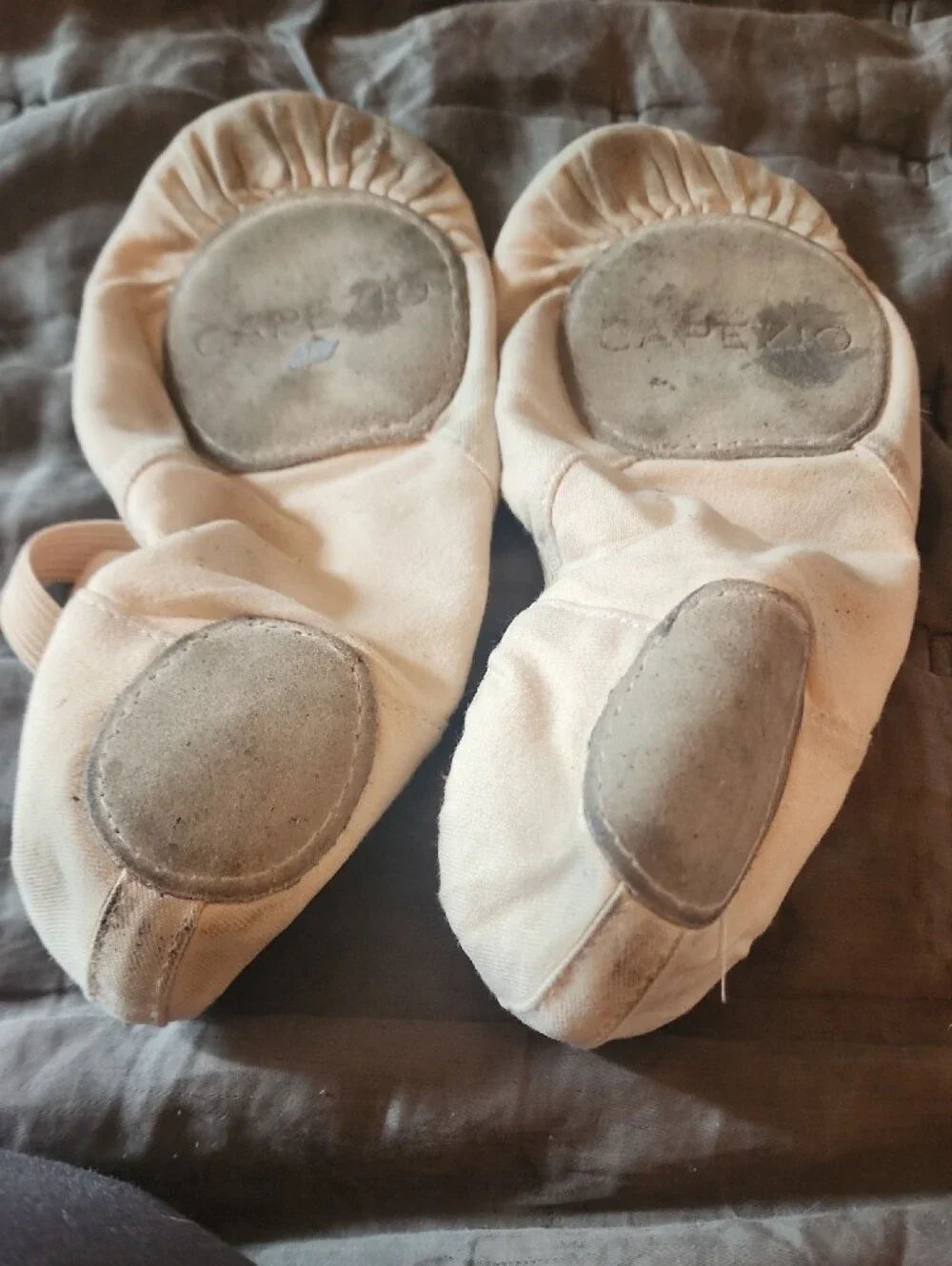 Girls White Ballet Slippers with Elastic Strap